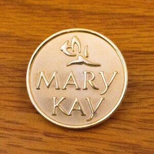 Vintage Mary Kay Gold Toned Metal Lapel Pin Floral Rose 1" Diameter